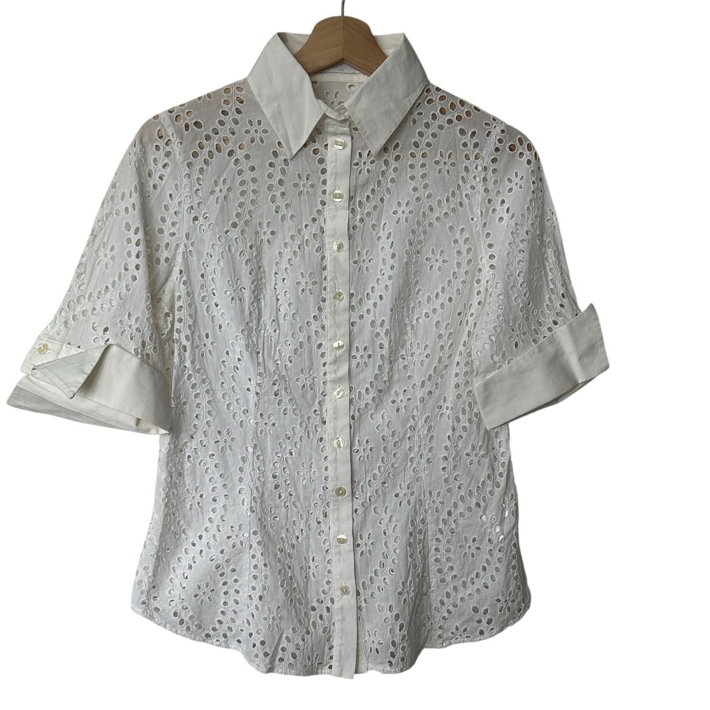 Anne Fontaine Michaela button down shirt White Eyelet 42